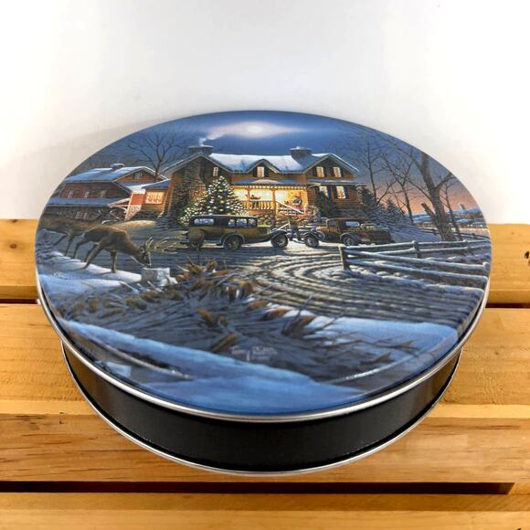 Terry Redlin 1990 Night Before Christmas Collectible Round Tin Gift Container - Picture 2 of 6